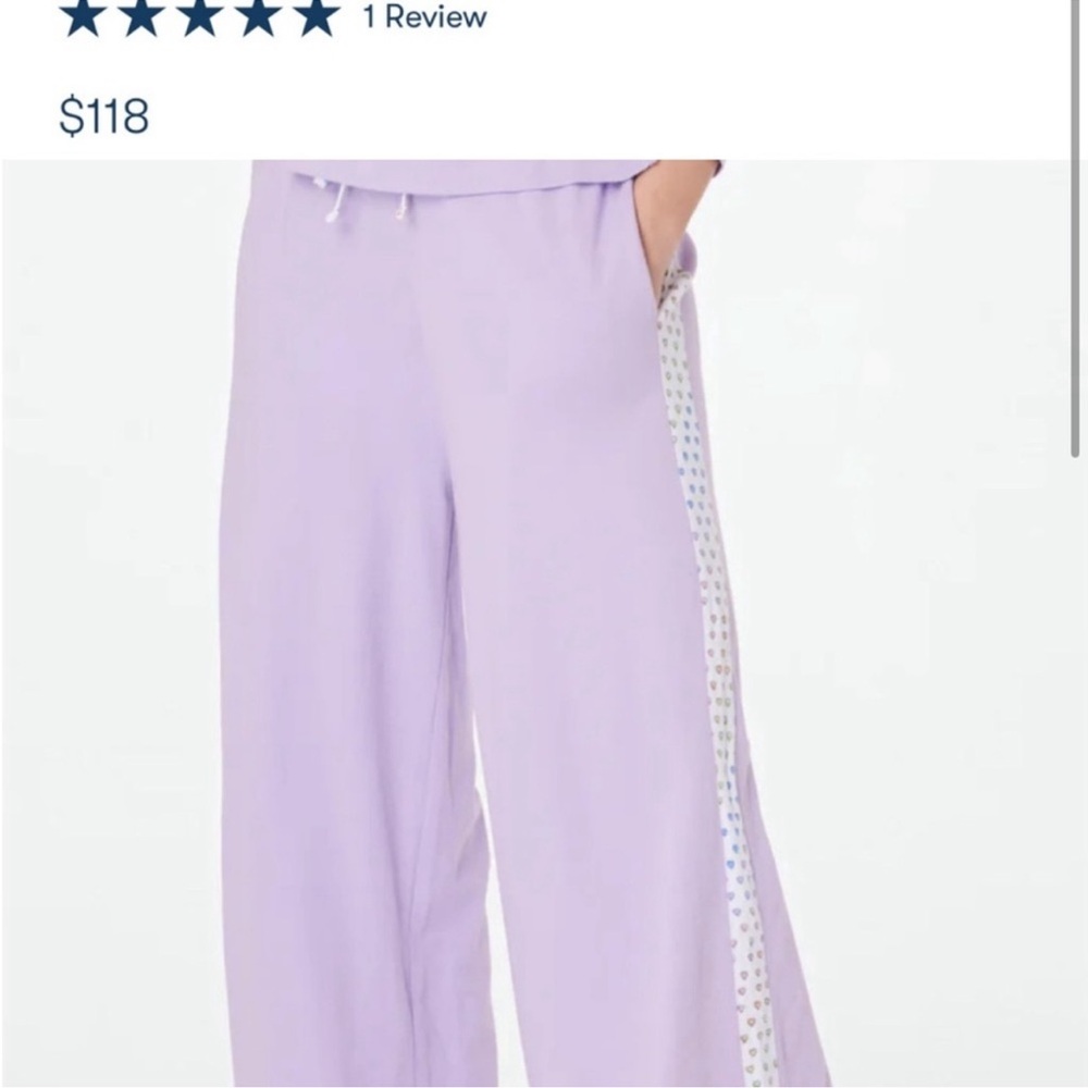 Roller Rabbit Purple Wide Leg Pants with Embellishments